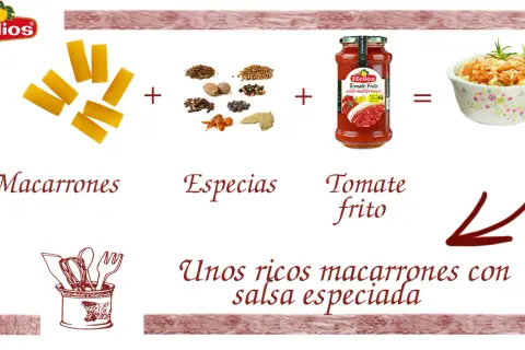 Macarrones con tomate, especias y tomate frito para crear unos ricos macarrones con salsa especiada.