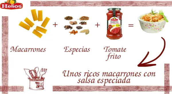 Macarrones con tomate, especias y tomate frito para crear unos ricos macarrones con salsa especiada.