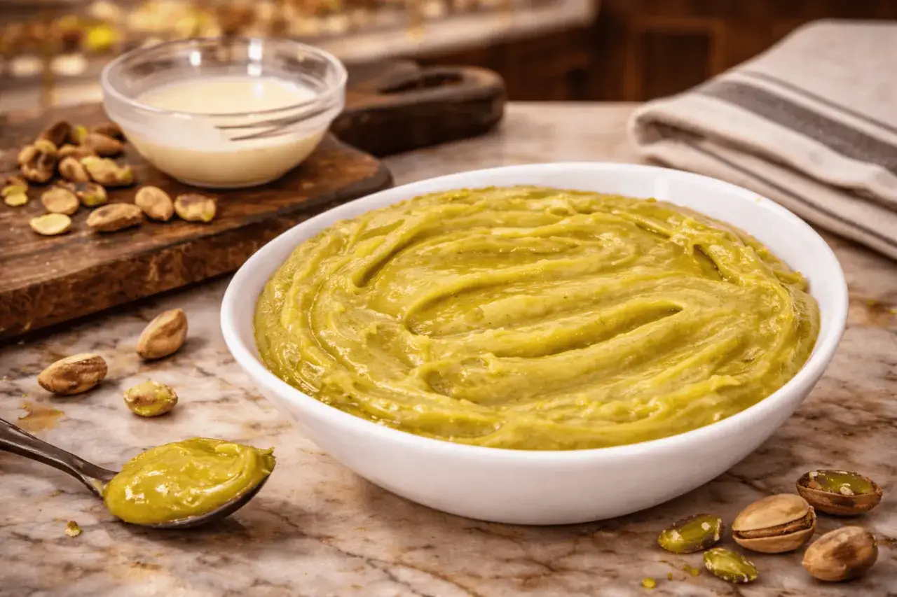 Crema de pistacho lista para disfrutar. Una deliciosa receta casera que te encantar&aacute;.
